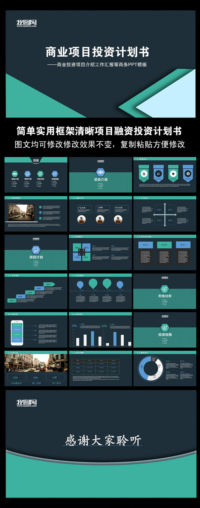 商业项目投资融资计划书ppt简单实用模板下载