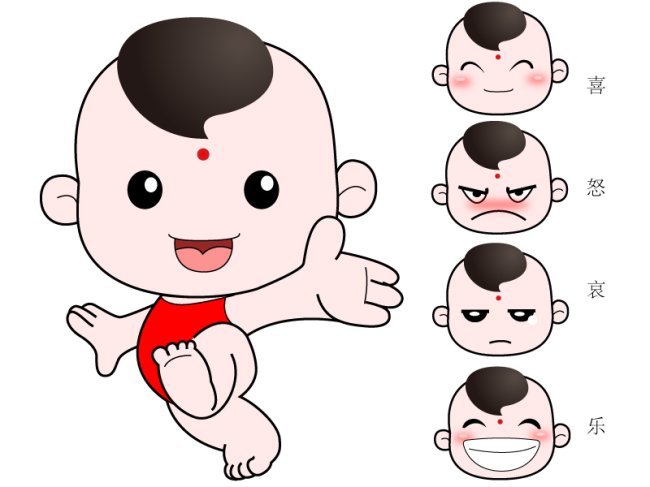 多表情福娃 儿童卡通设计 ai矢量