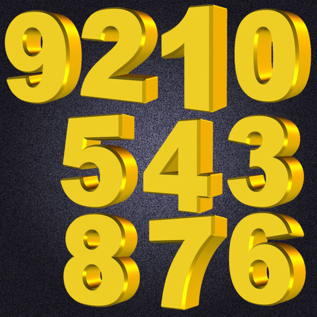 psd透明图层黄金立体字1至10
