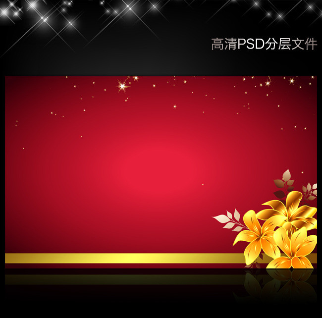 高档金花 红色背景图psd下载