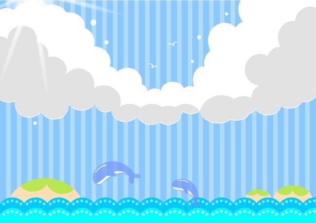 小海豚背景插画