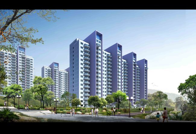 居住区建筑道路景观效果图