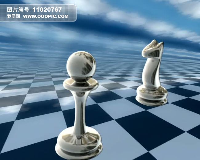 动态3D国际象棋黑白方格云彩飘动视频素材图