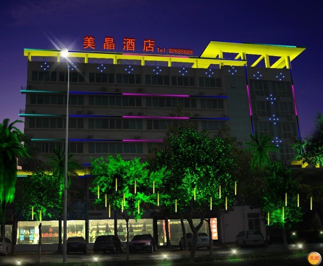 酒店夜景灯光动画效果图