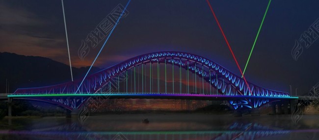 大桥夜景灯光亮化设计方案动态效果图图片下载