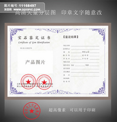 珠宝玉石鉴定证书图片设计素材_高清CDR模板