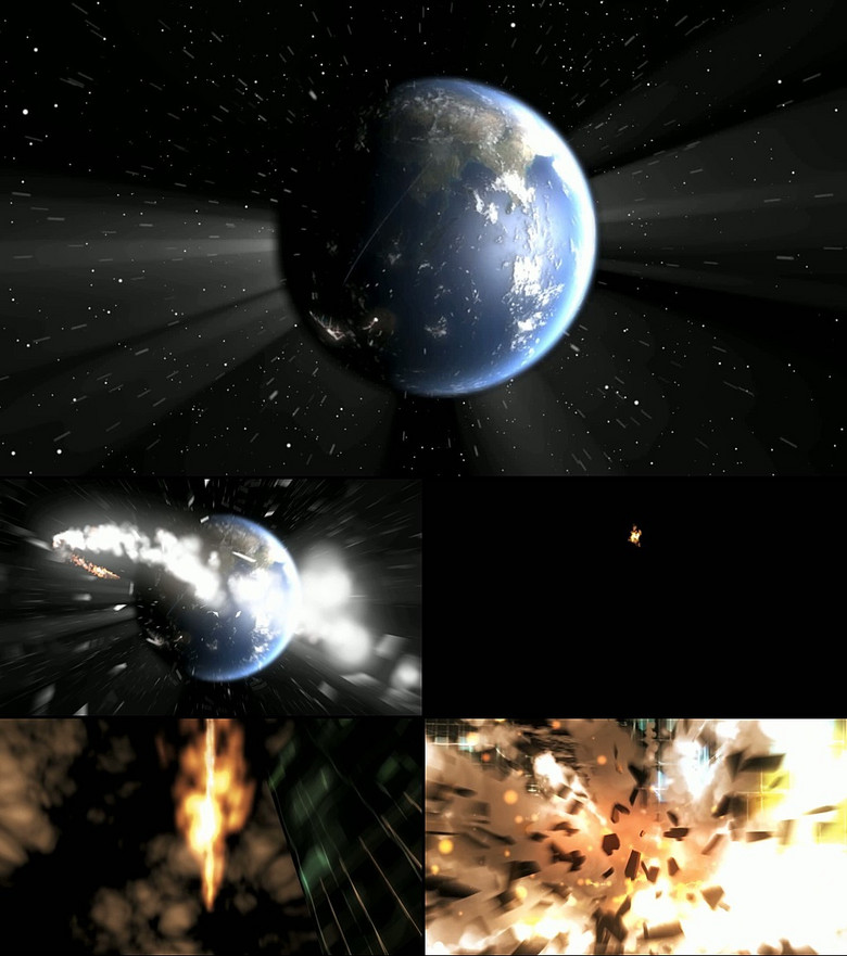 震撼陨石撞击地球城市碎片视频