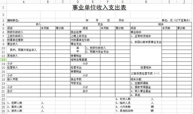 事业单位收入支出表模板下载(图片编号:12199