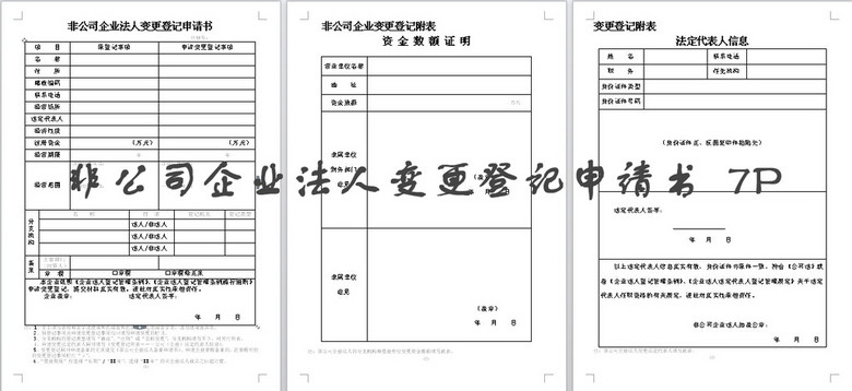 非公司企业法人变更登记申请书模板下载(图片