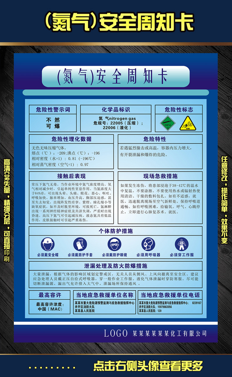 氮气安全周知卡