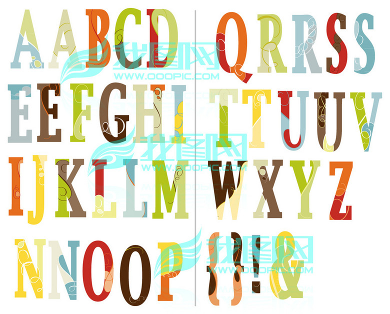 可爱abcd字母字体欧式典雅字体设计