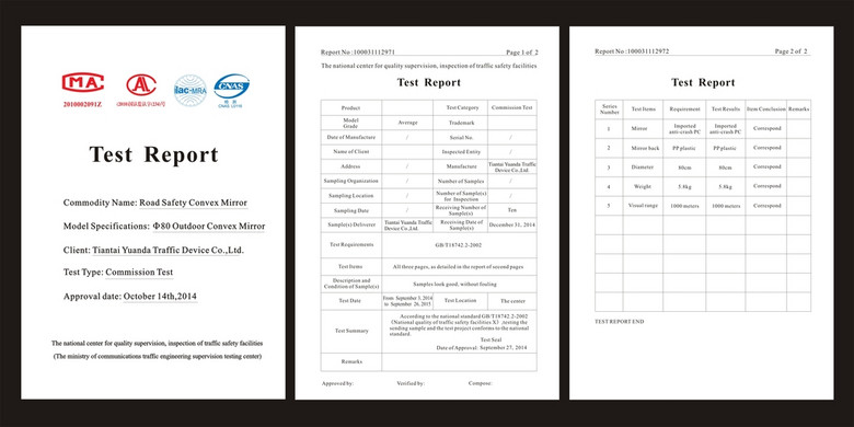 广角镜英文检测报告模板下载(图片编号:12649