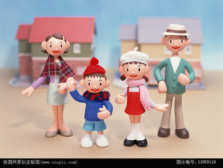 全家福卡通泥塑人物