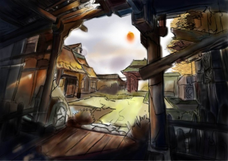免抠元素 人物形象 动漫人物 > 100%原创手绘建筑风景