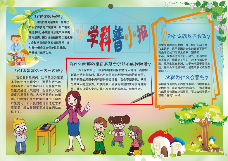 小学生科普小报手抄报psd模板