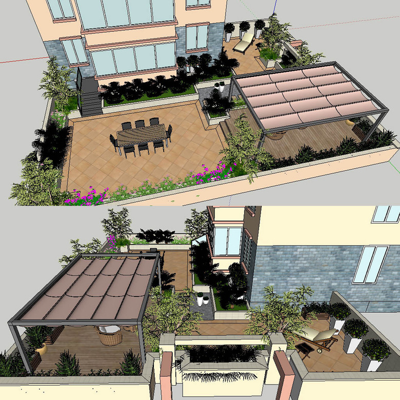 屋顶花园sketchup草图模型模板下载(图片编号
