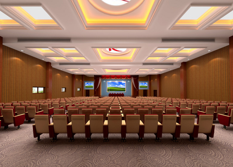 模型库 室内模型 办公空间 > 大会议室礼堂远程会议室会堂3d模型