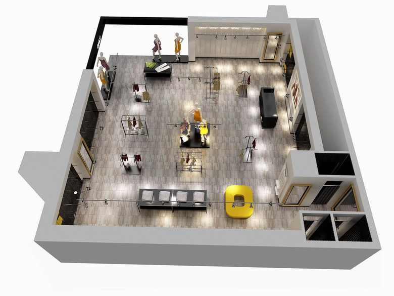3d服装店模型服装店横截面模型
