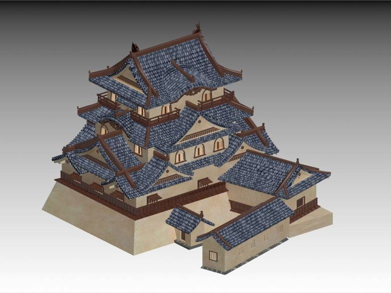中国古建筑宫殿群楼模型带贴图