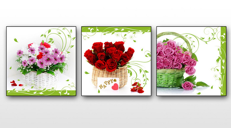 玫瑰花篮花束高清无框画