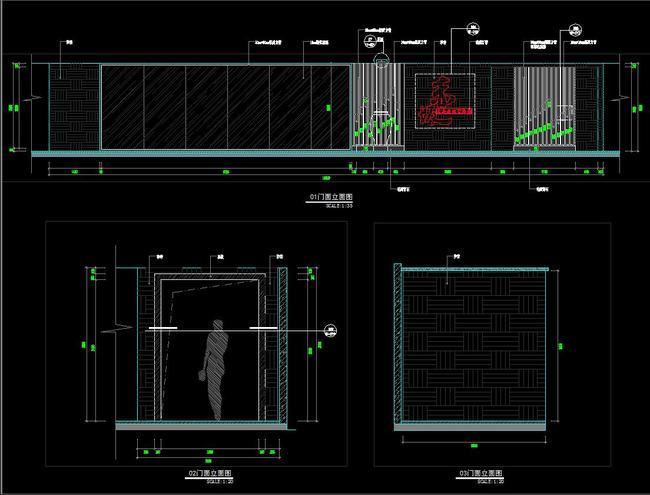 CAD日本料理店施工图平面立面水电节点模板