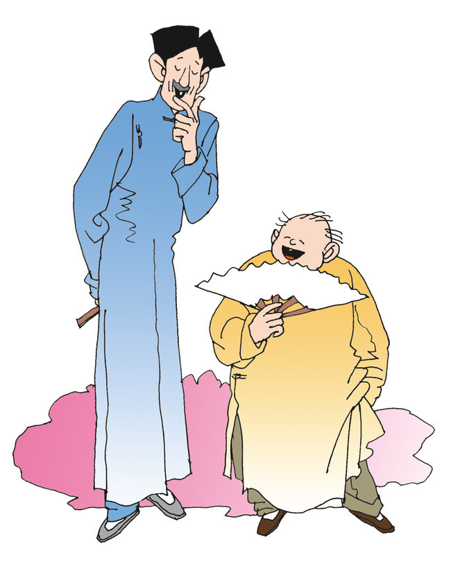 线描人物插图讲相声小品的喜剧演员2084模板