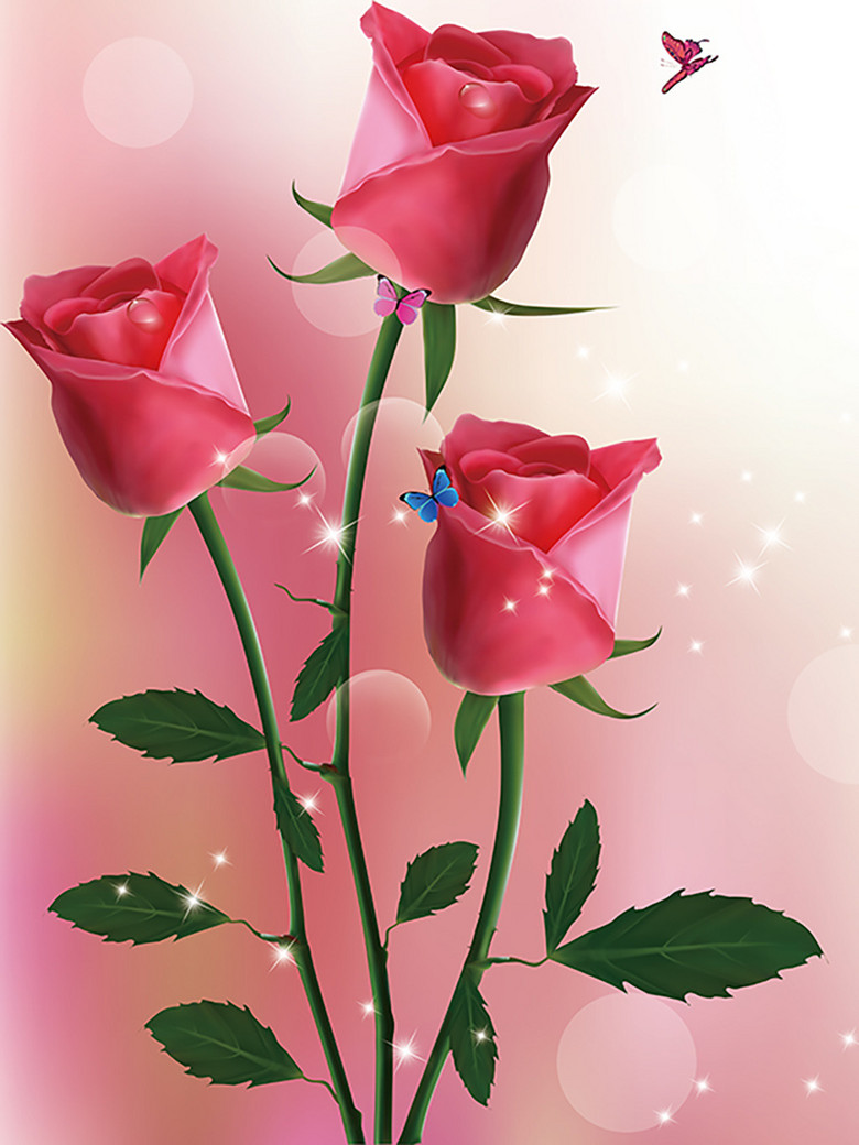 现代梦幻玫瑰花电视背景墙