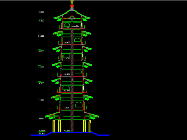玲珑宝塔雷峰塔宝塔设计全套cad