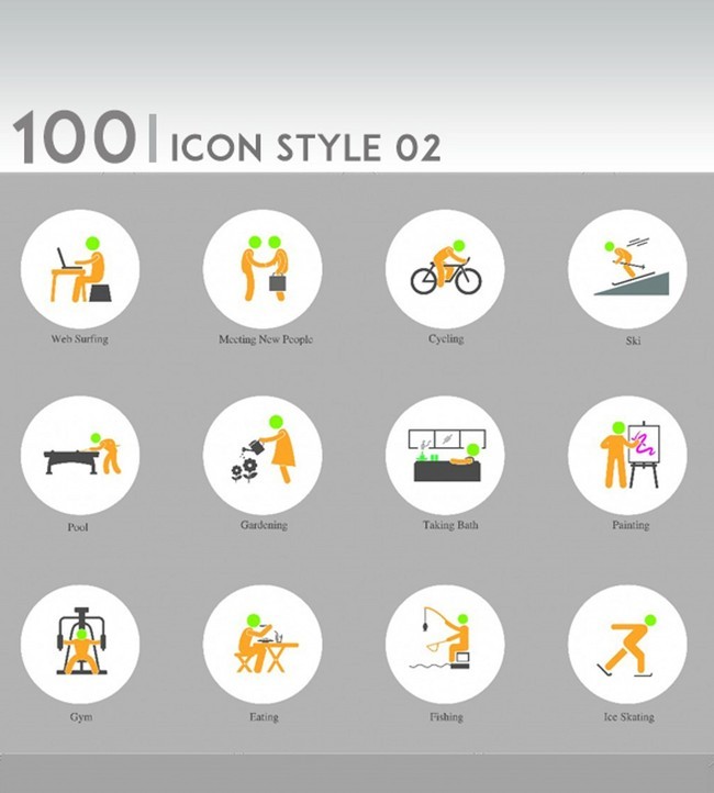 100个创意兴趣爱好图标集模板下载(图片编号: