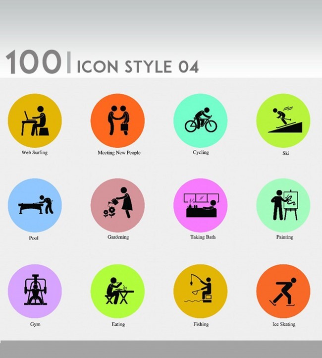 100个创意兴趣爱好图标集模板下载(图片编号: