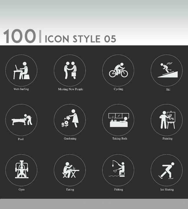 100个创意兴趣爱好图标集模板下载(图片编号:
