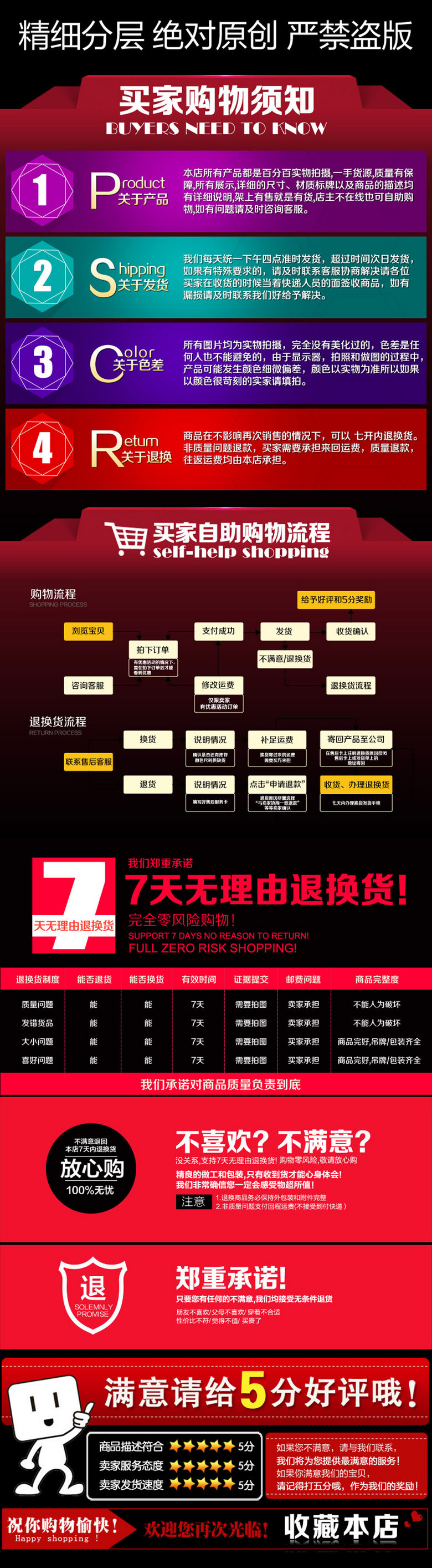 原创淘宝网店通用买家须知售后模板版权可商用