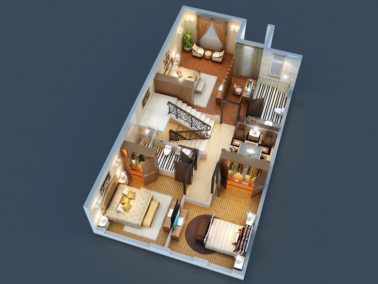 高清地产别墅设计素材-3d户型图平面图下载(图片5.82)