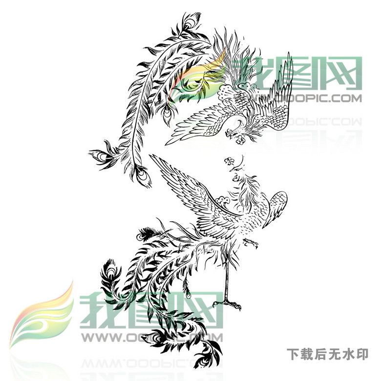 传统图案大全龙纹凤凰