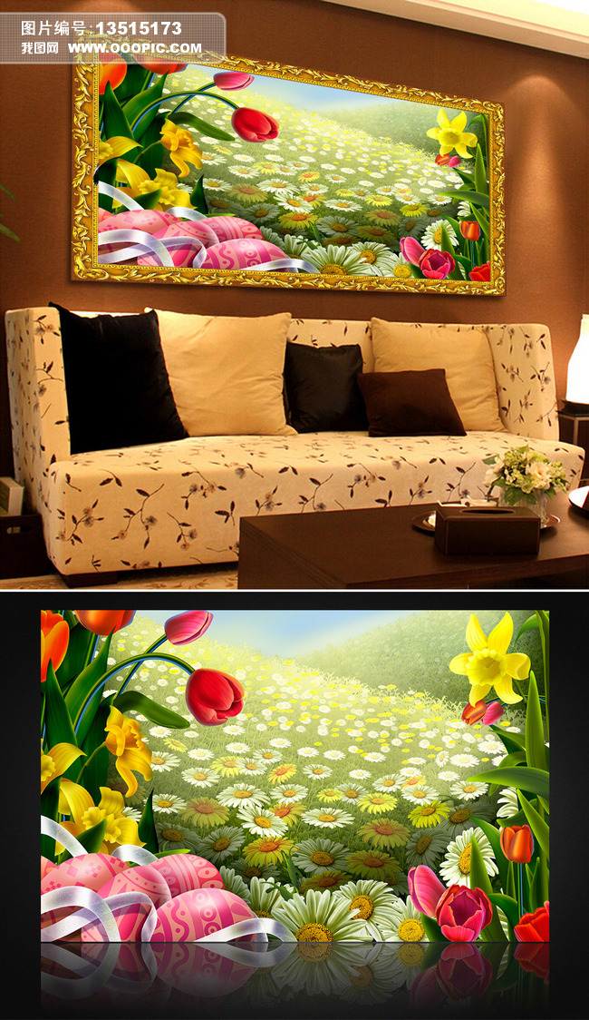 唯美花卉油画背景墙花卉油画挂画壁画图片设计