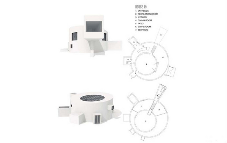 圆形现代建筑和设计图纸3d模型