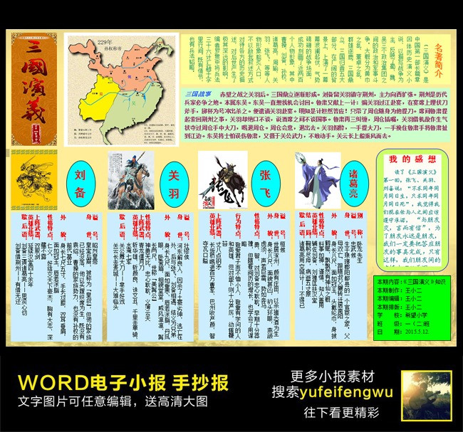 word三国小报小报模板