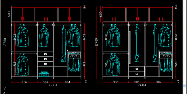 常用标准尺寸衣柜内部结构图集