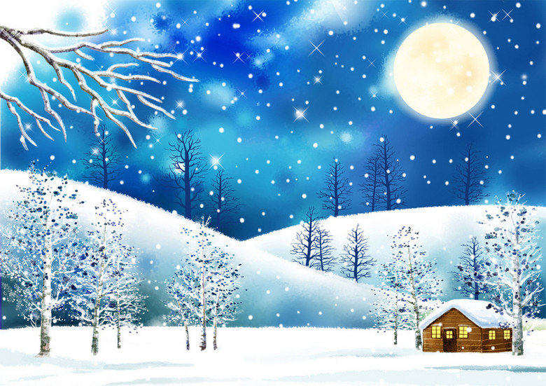 唯美卡通雪景装饰画电视背景墙
