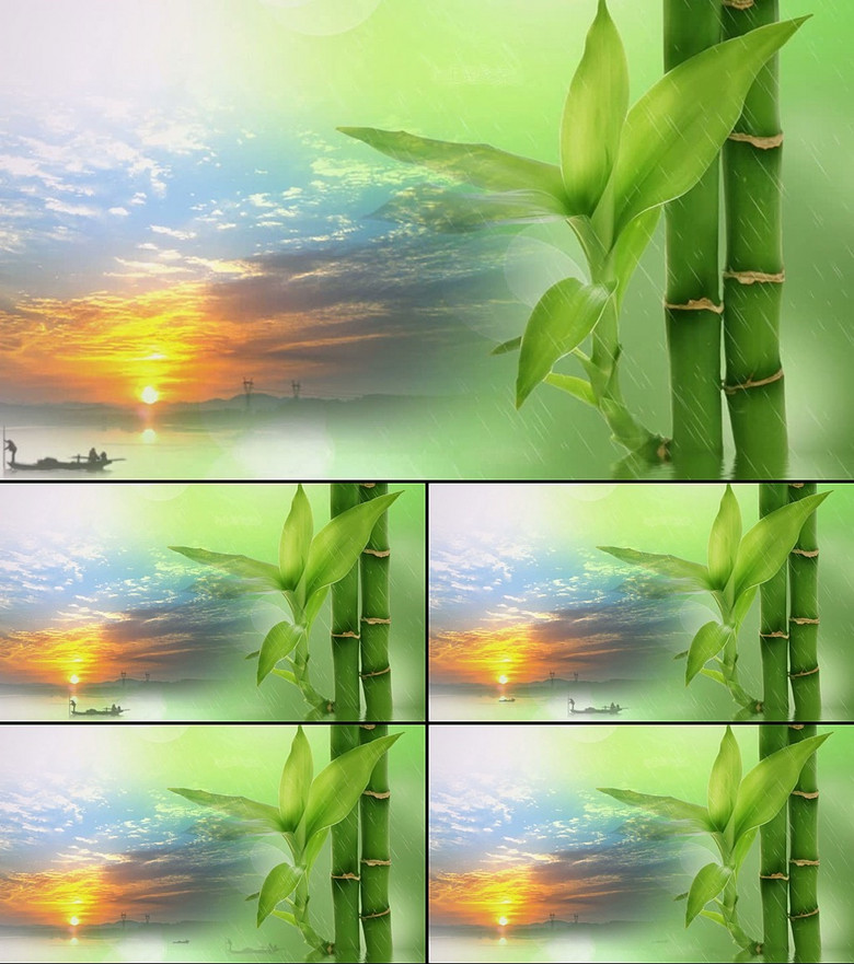 美丽大气日出竹子舞台背景动态视频