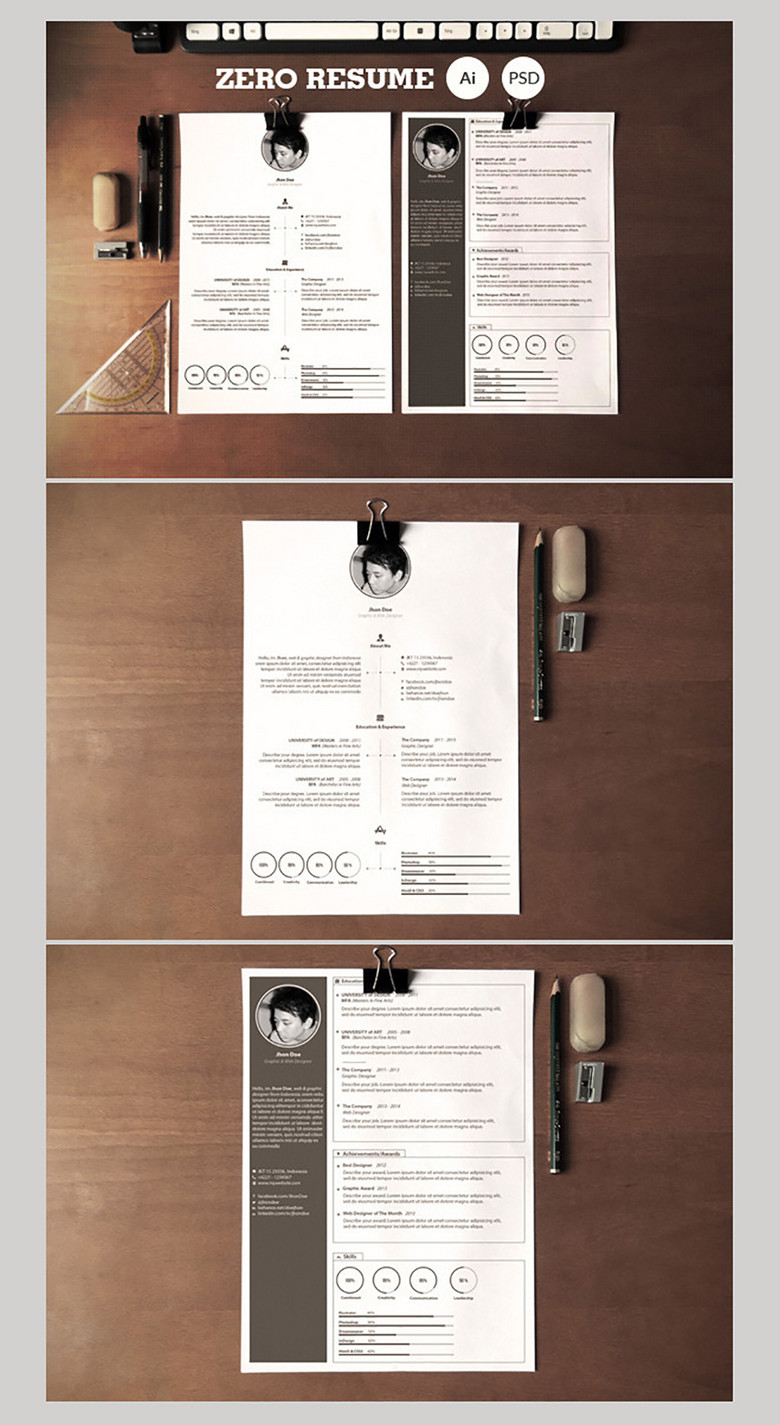 欧美留学生英文求职简历应聘模板(图片编号:1