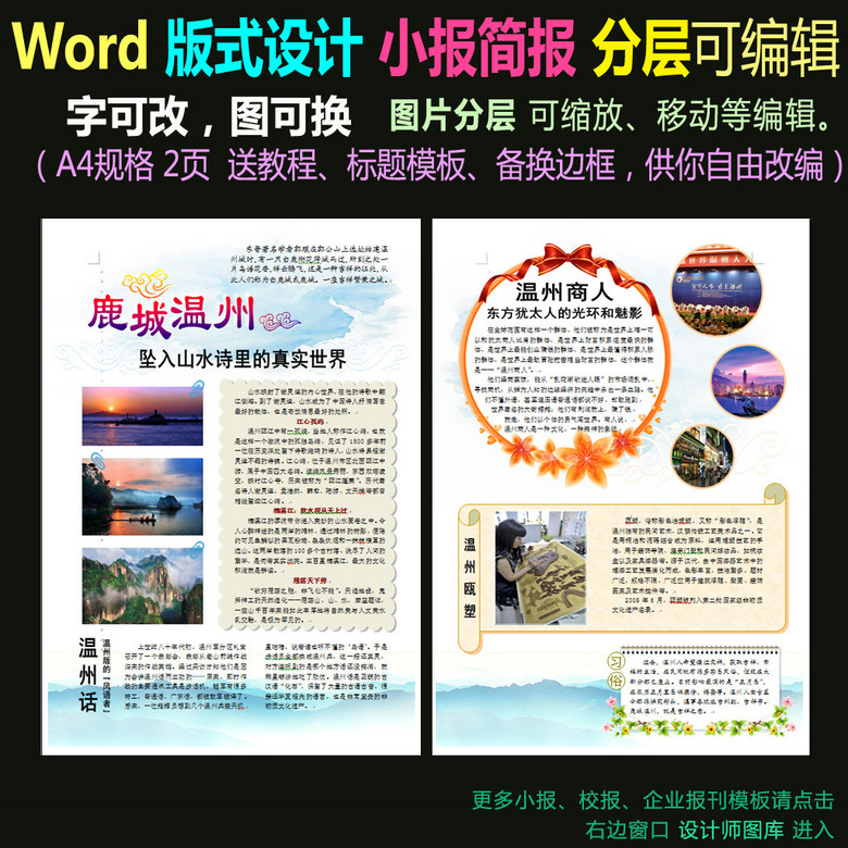 word电子小报模板版式设计-温州鹿城