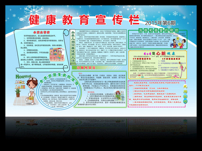 夏季健康教育宣传栏展板设计模板