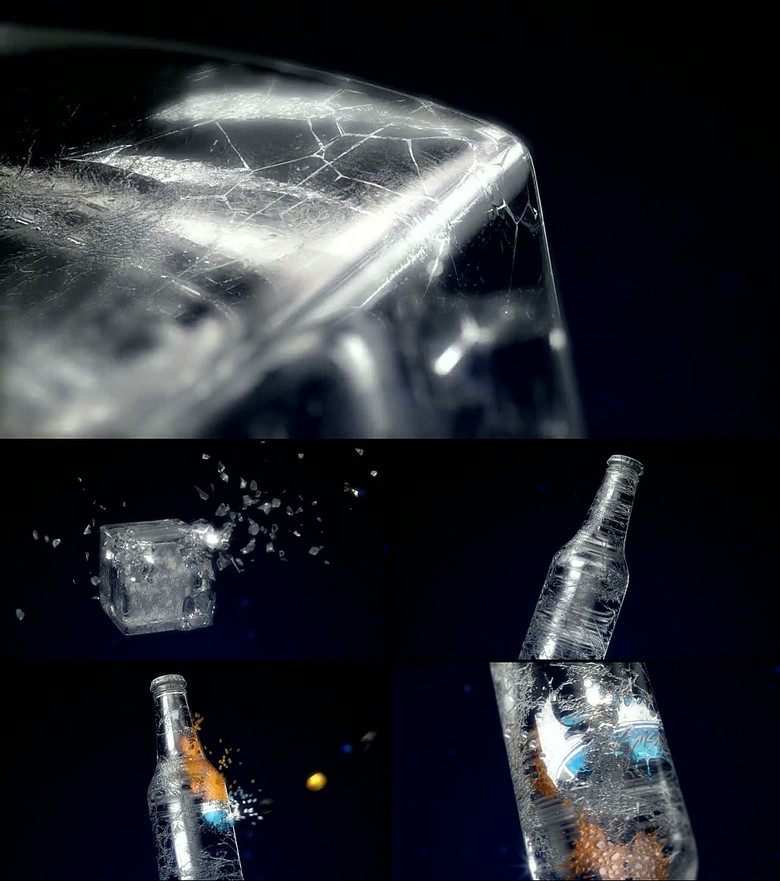 冰块破碎玻璃瓶