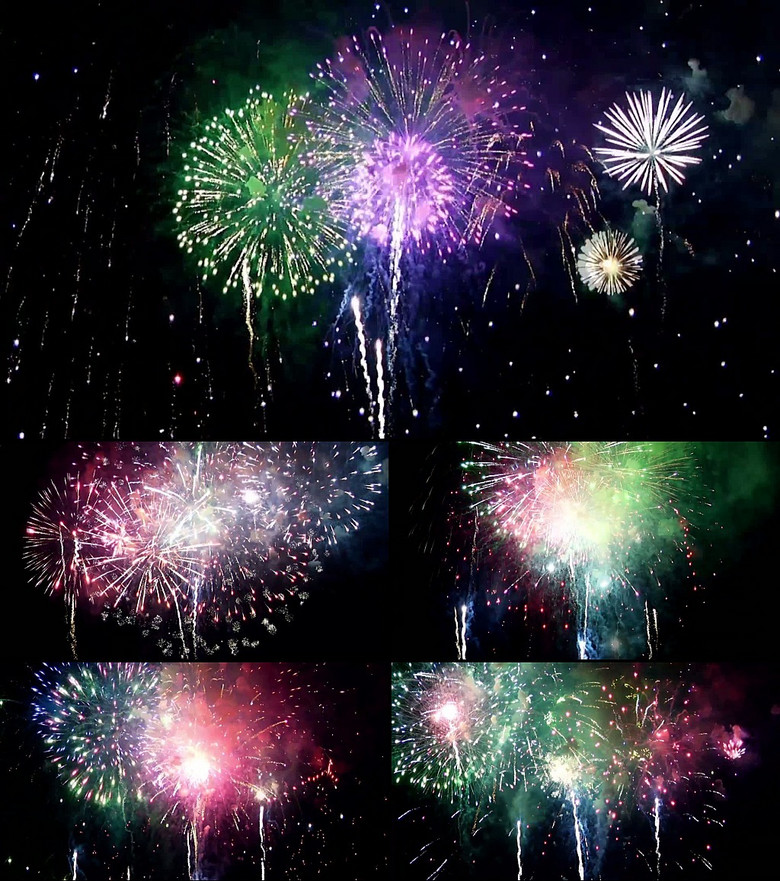 礼花烟花高清视频素材(含音效)