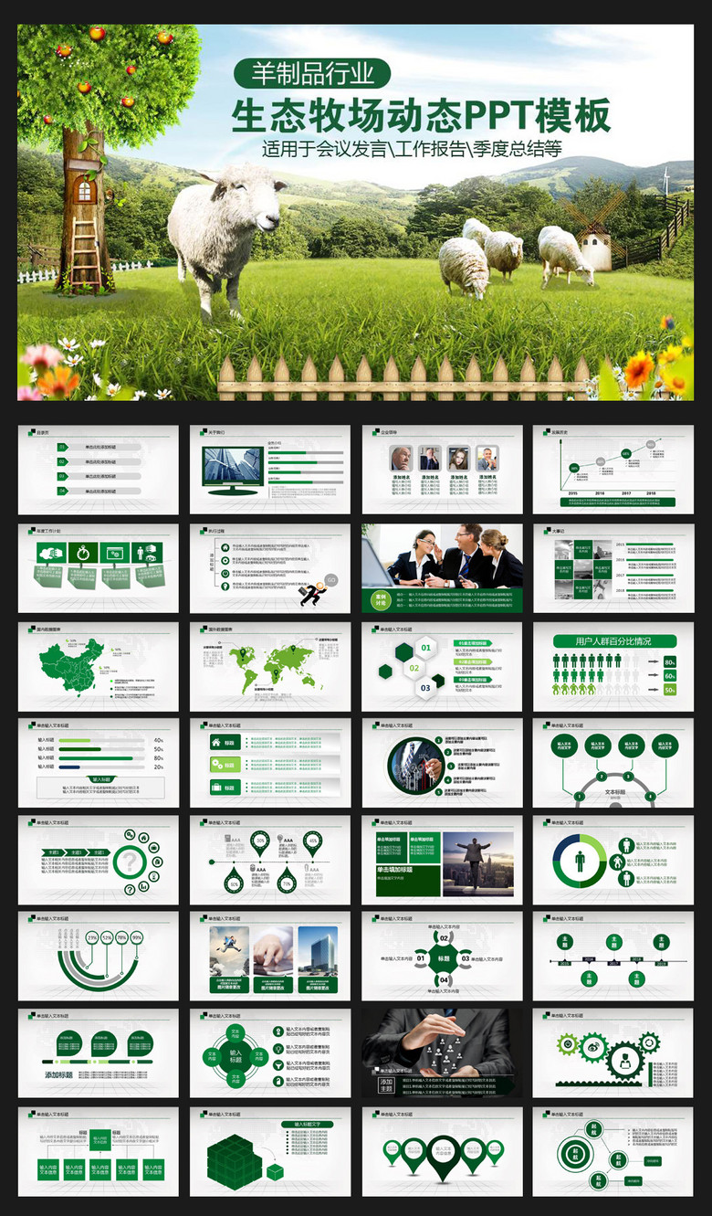 绿色牧场羊制品项目报告ppt模板