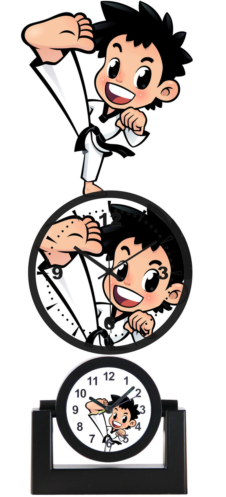 创意跆拳道可爱卡通个性钟面