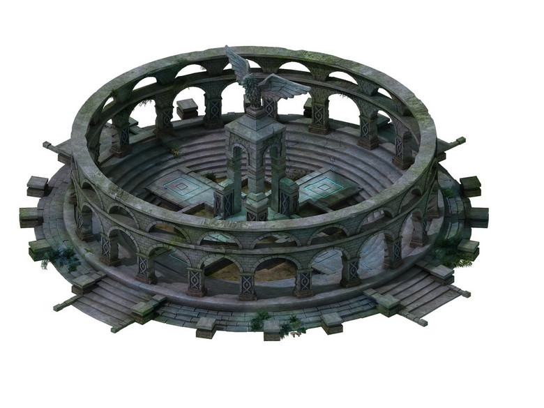 战争废墟希腊古迹遗址鹰雕石柱广场模板下载(