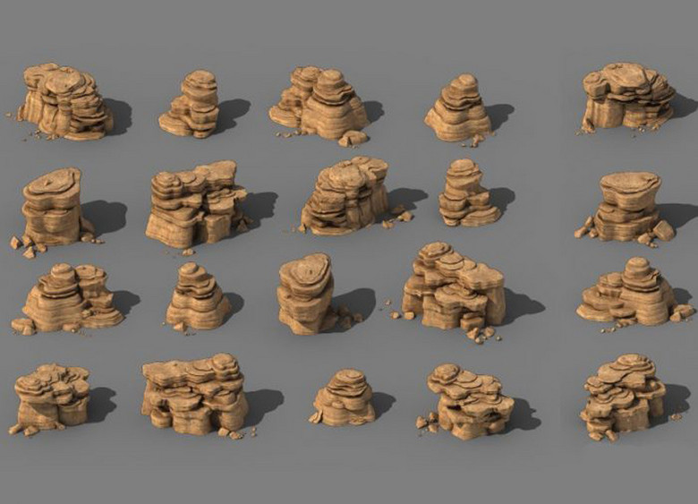 3dmax模型沙漠风化砂岩