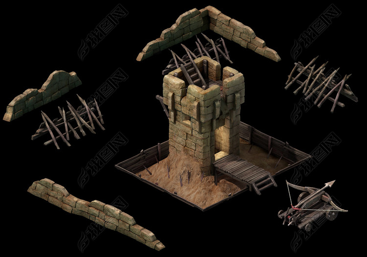 古代战争军事用品武器塔防战车弓箭车图片下载